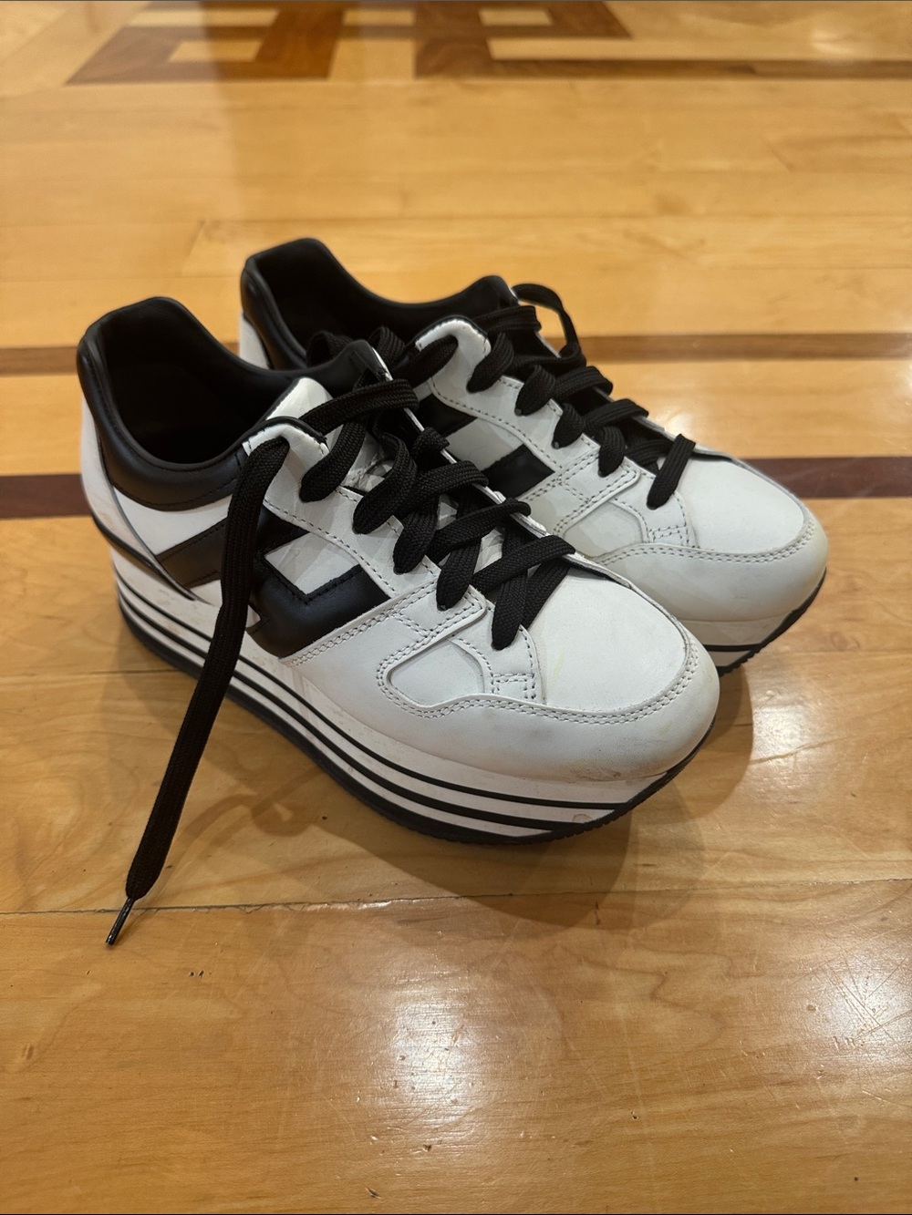 White and Black Platform hogan Sneakers